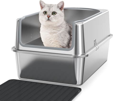 stainless steel litter box made in usa|stainless steel litter box with high sides.